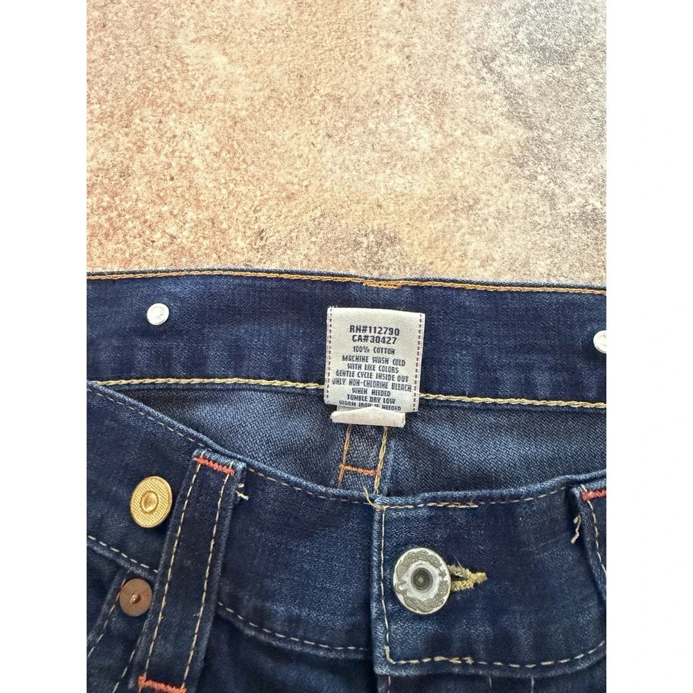 Men's Vintage Y2K True Religion-Made In USA-Orange Big T Jeans Row 36 Seat 34